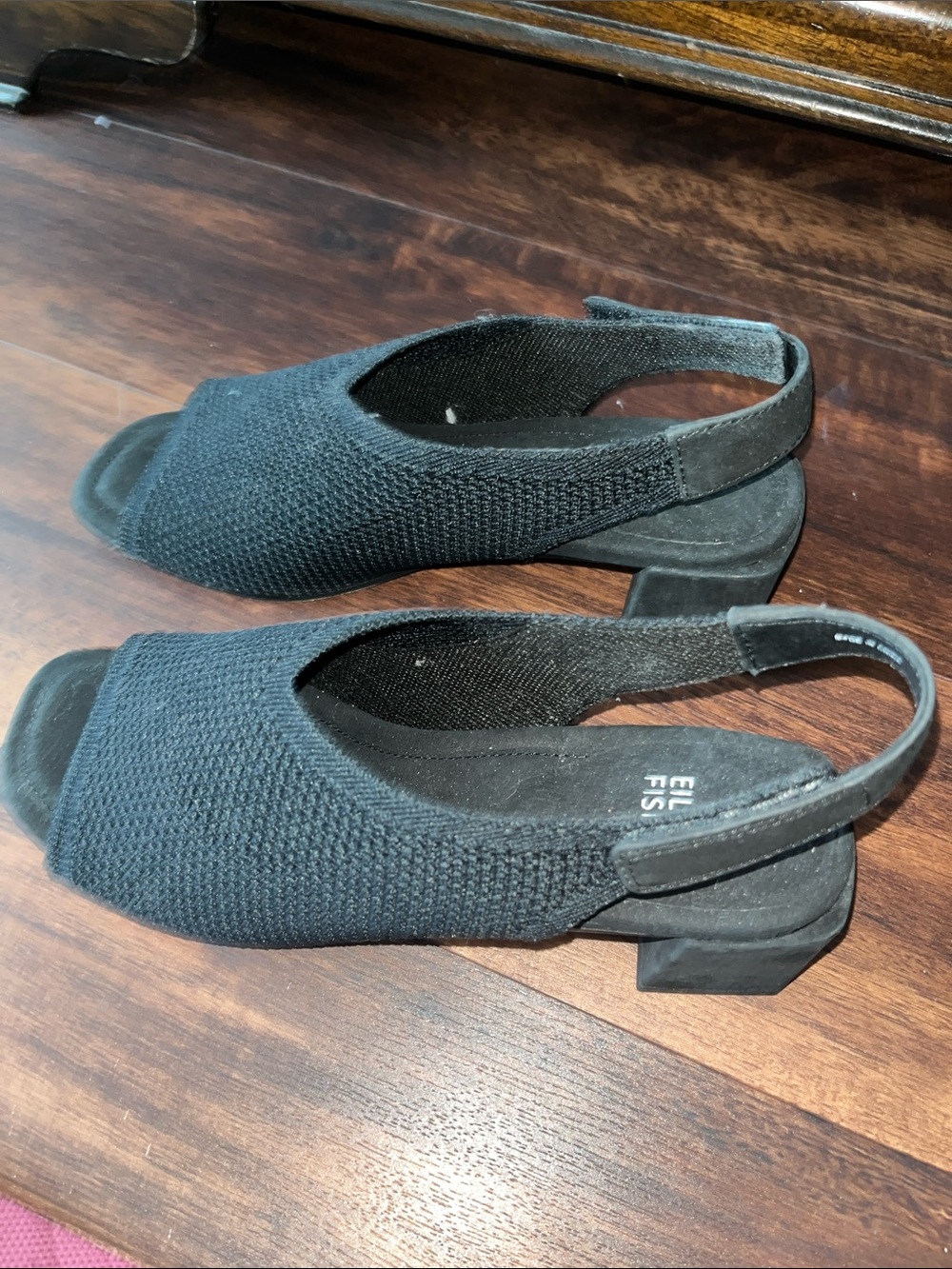 Ellen Tracy Black Knit Slingback Low Block Heel Mules new!! Size 8
